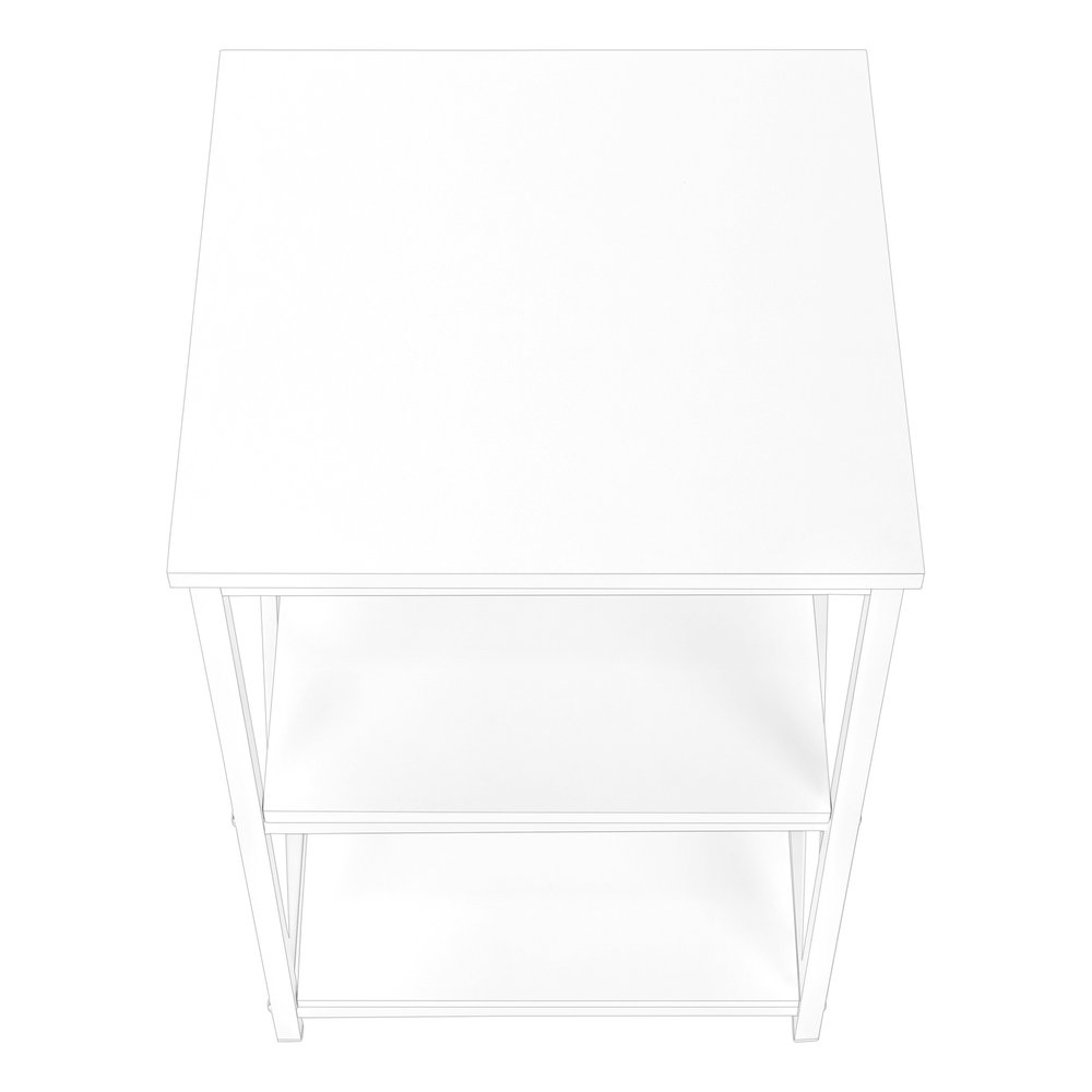 26" Rectangular White White Metal Accent Table