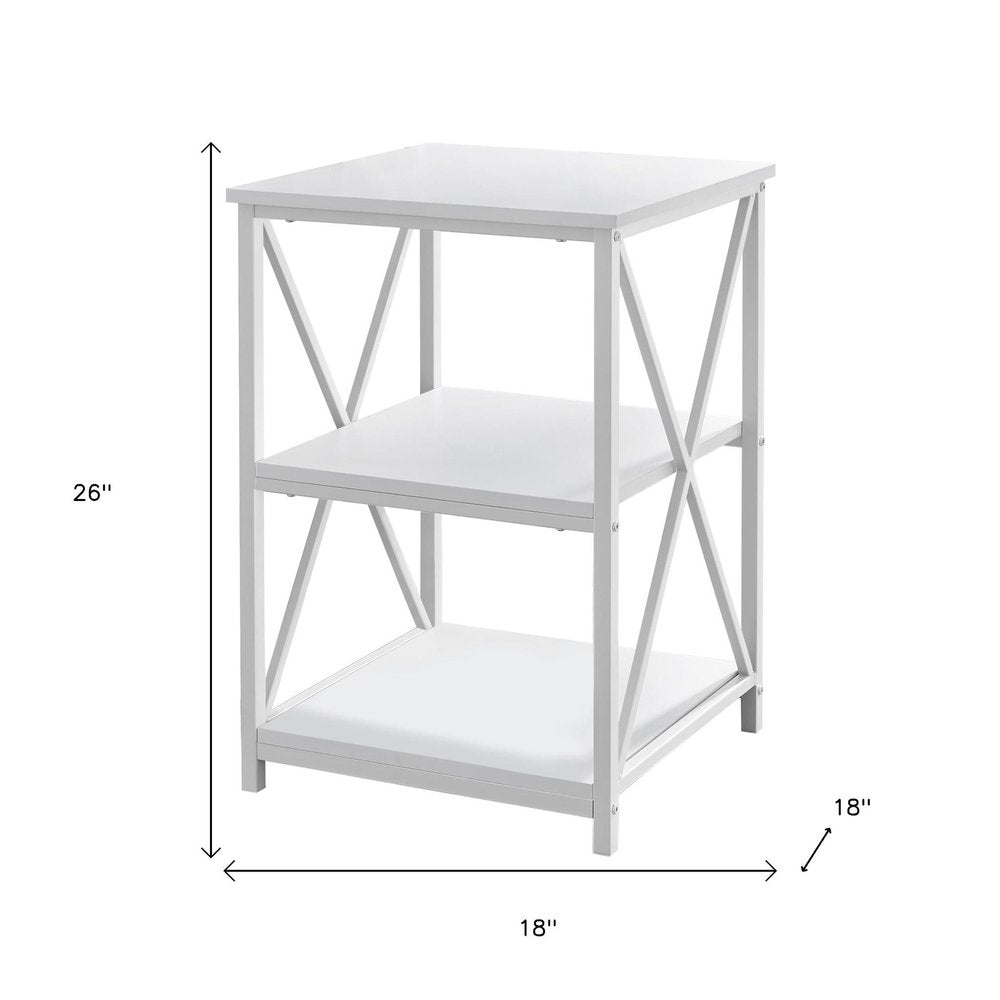 26" Rectangular White White Metal Accent Table