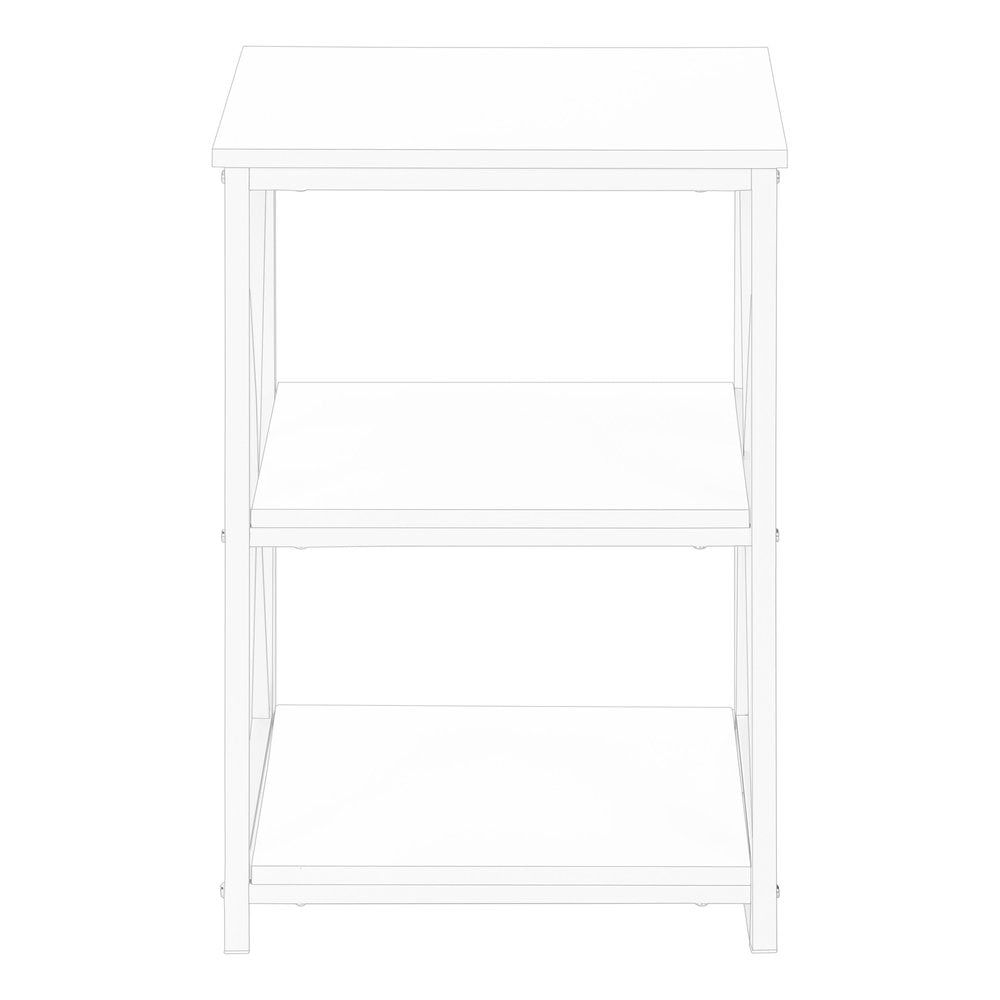 26" Rectangular White White Metal Accent Table