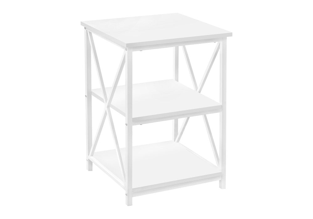 26" Rectangular White White Metal Accent Table