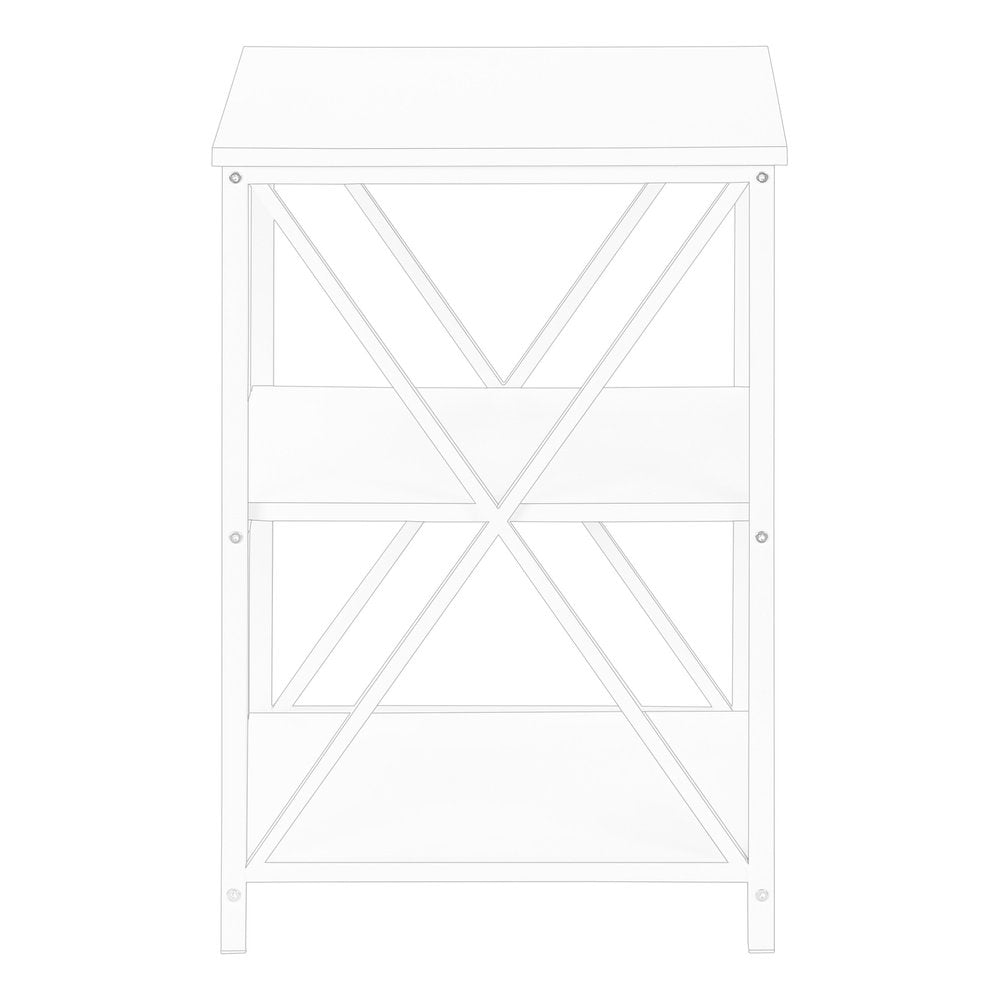 26" Rectangular White White Metal Accent Table