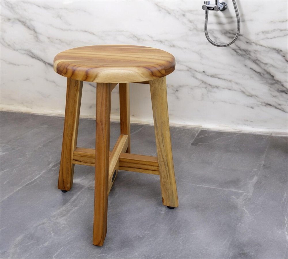 18" Natural Brown Backless Bar Chair