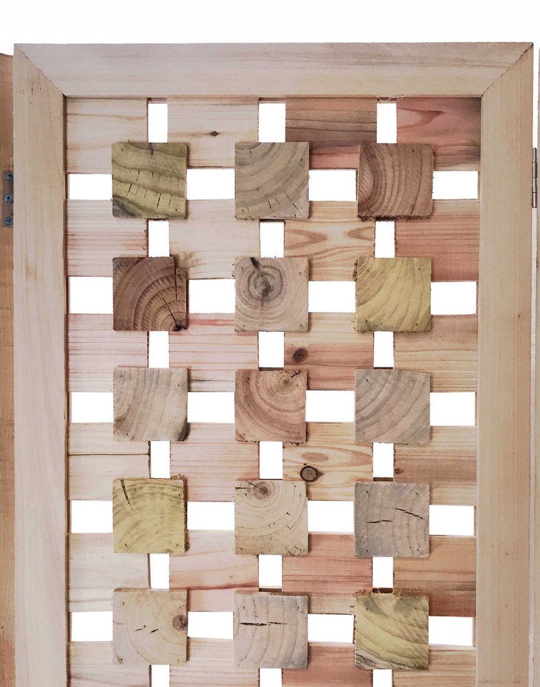 72" Pink Solid Wood Folding Three Panel Screen Room Divider