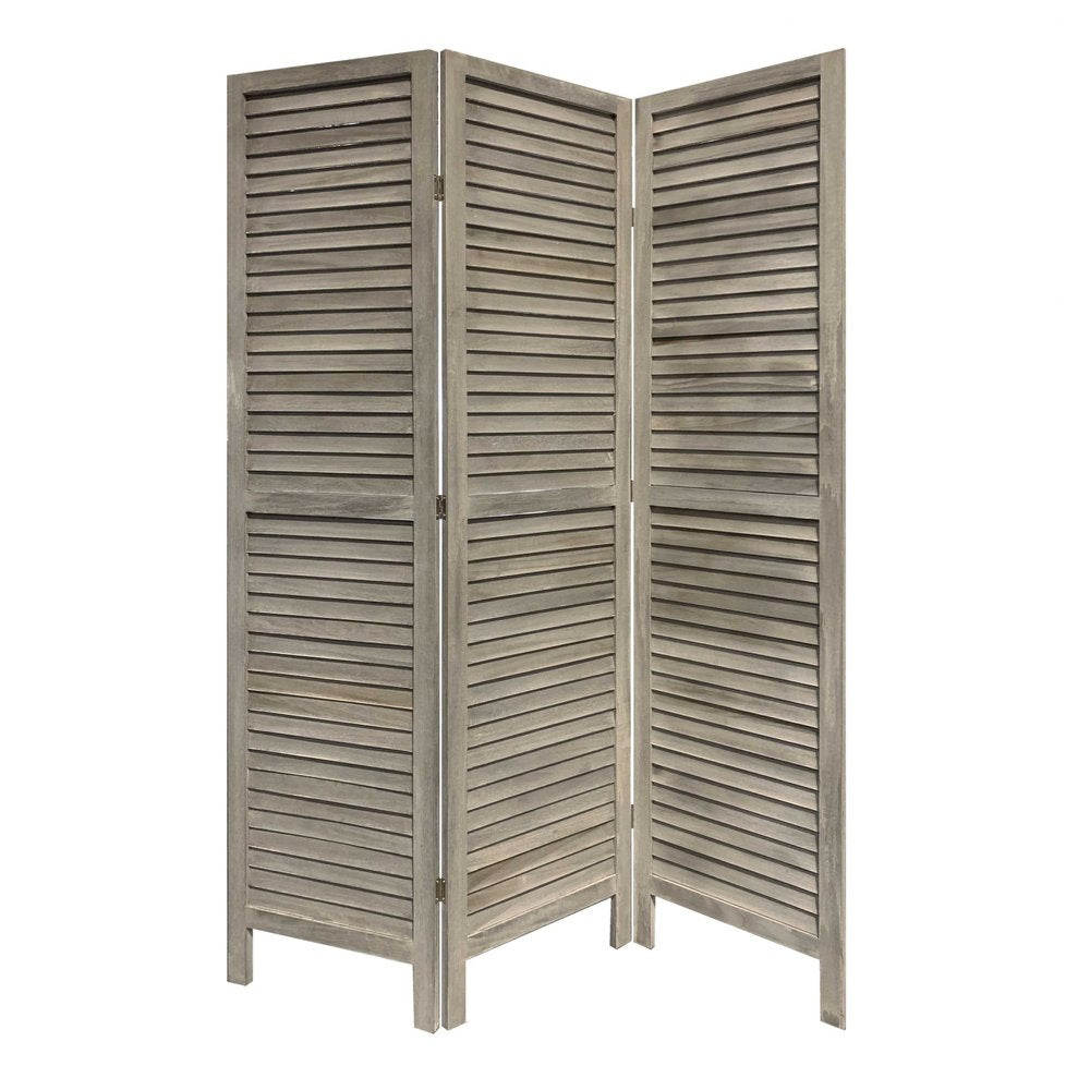 67" Gray Folding Three Panel Screen Room Divider