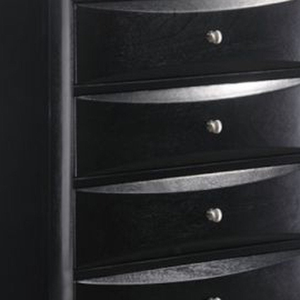 32" Black Solid Wood Five Drawer Dresser