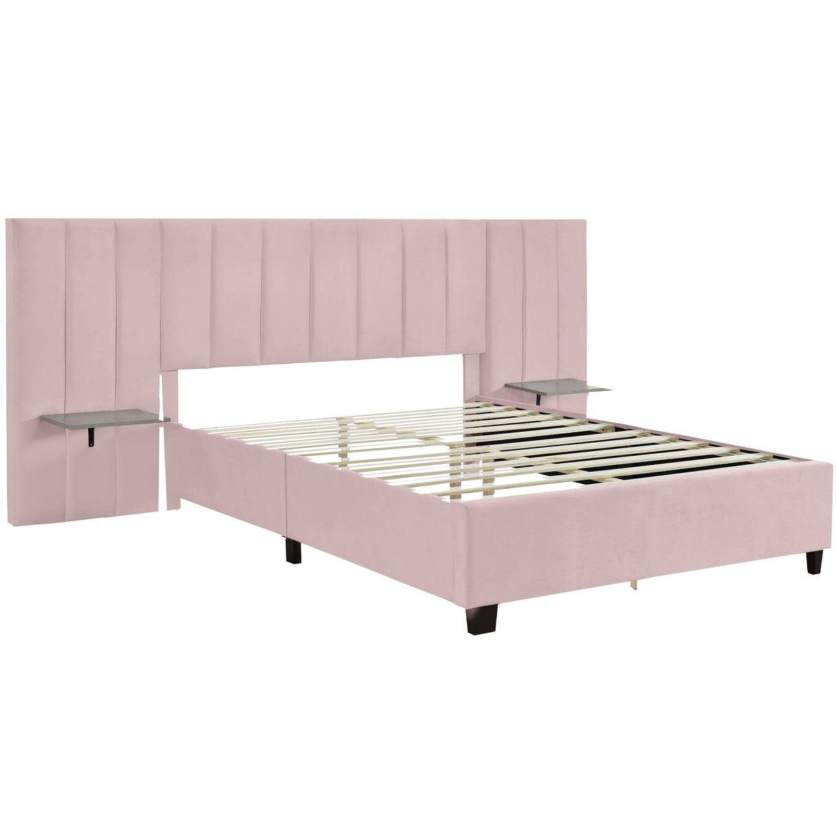 Upholstered Platform Bed With Big Headboard by Couch.com