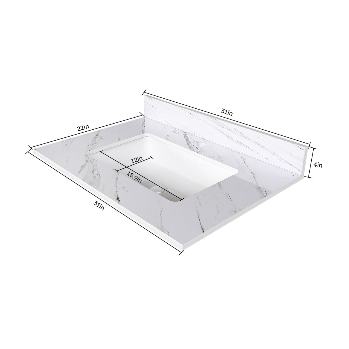 Bianco Carrara Venato Marble Vanity Top With Pre Drilled Faucet Hole And Undermount Sink by Couch.com