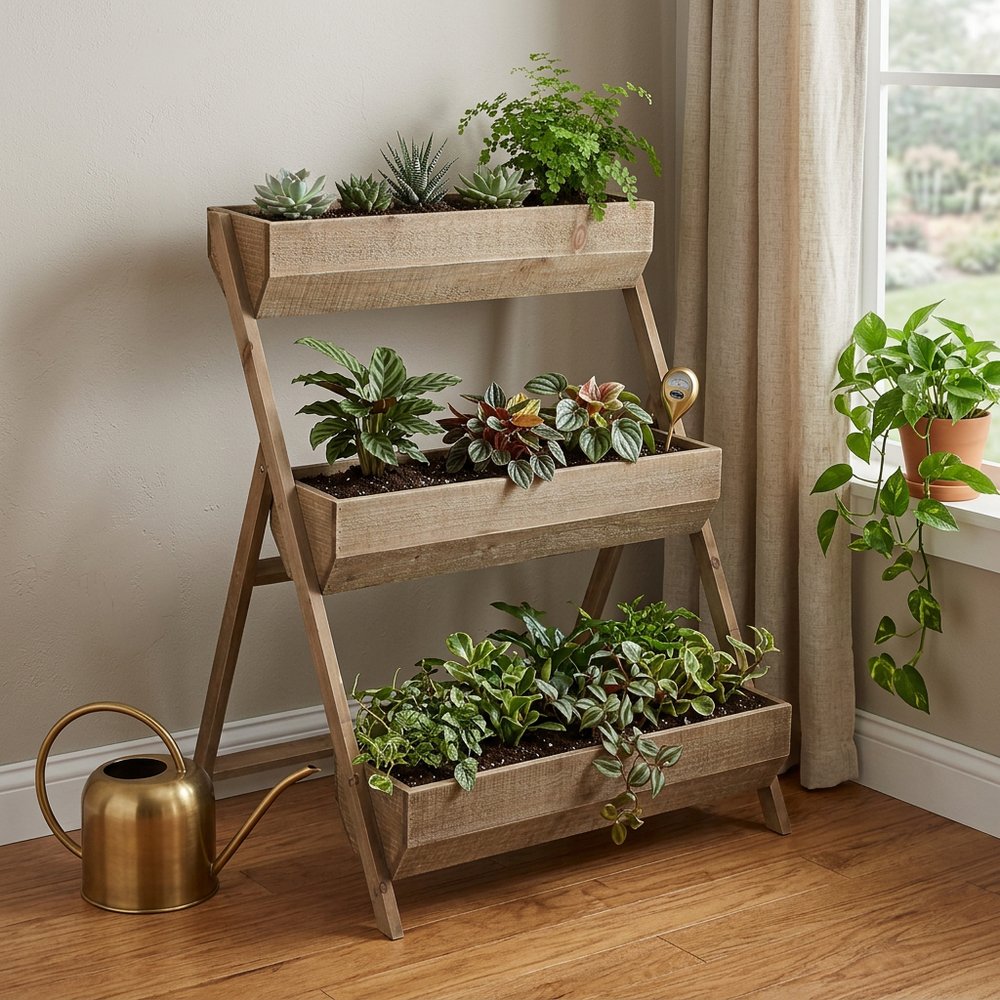 3 Tier Wooden Shelves Storage Plant Stand