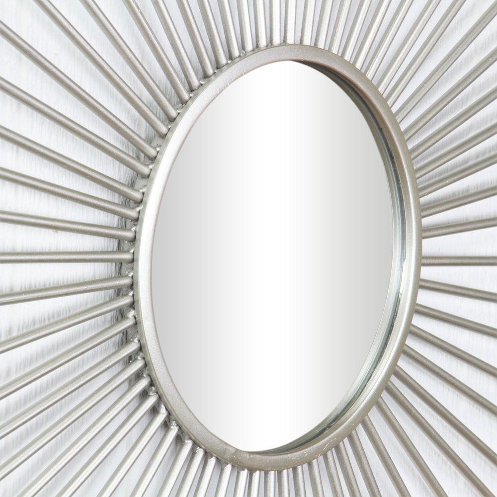 32" Silver Metal Sunburst Framed Accent Mirror