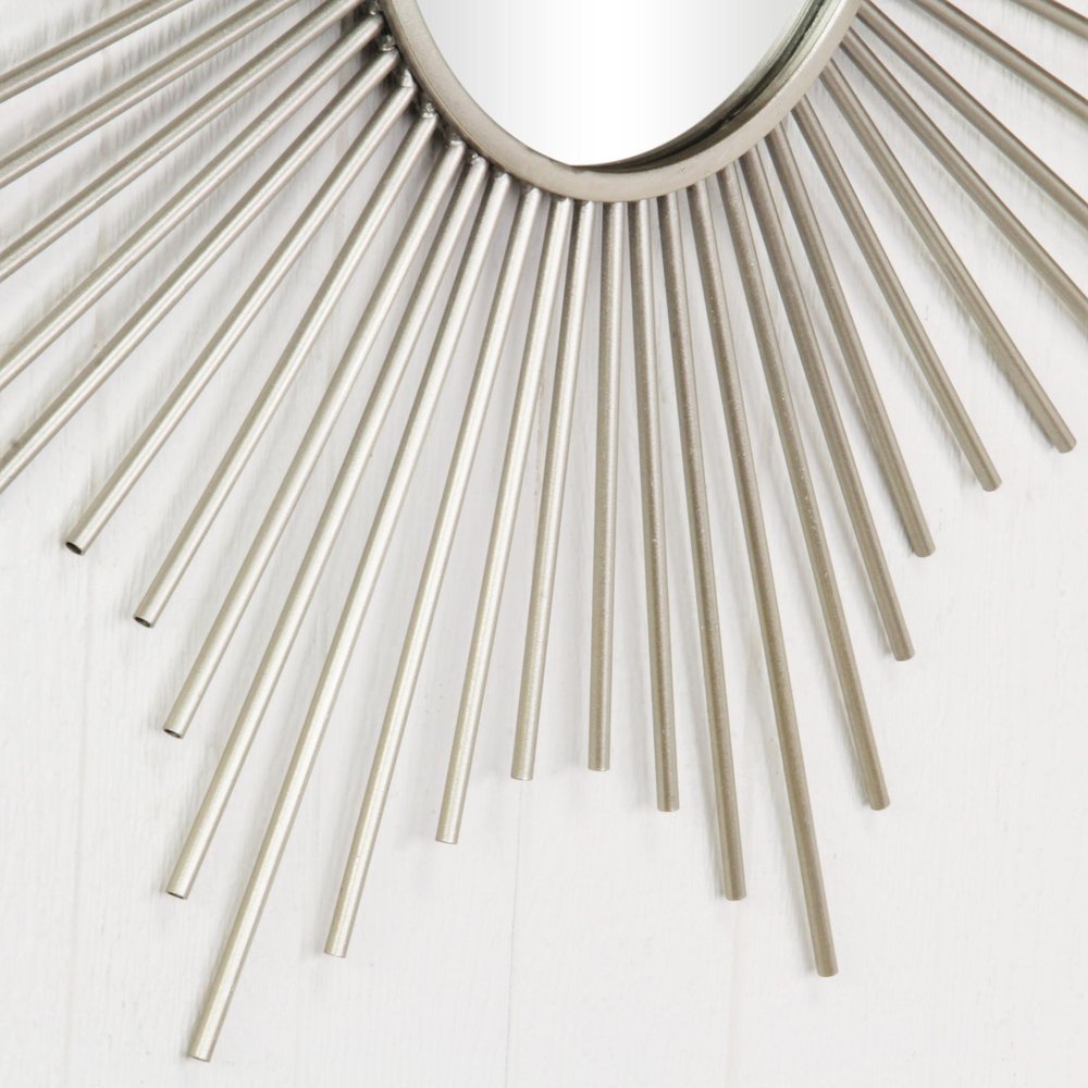 32" Silver Metal Sunburst Framed Accent Mirror
