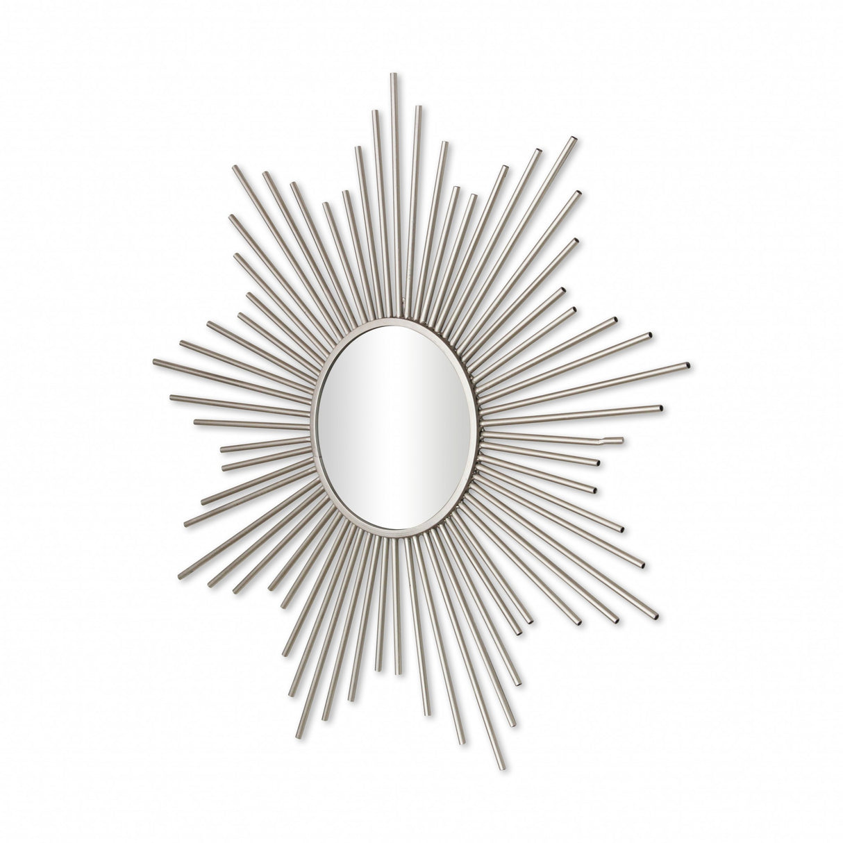 32" Silver Metal Sunburst Framed Accent Mirror