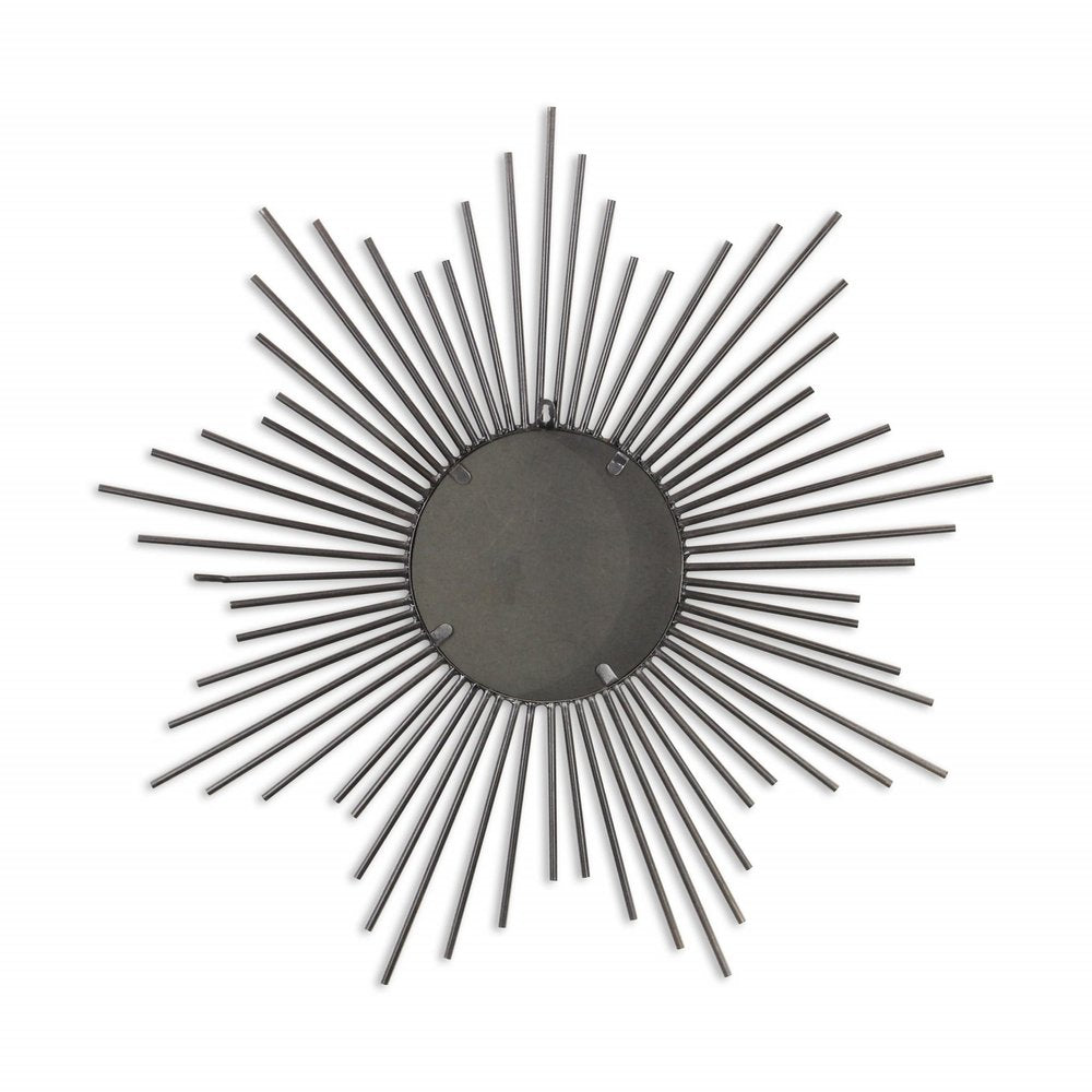 32" Silver Metal Sunburst Framed Accent Mirror