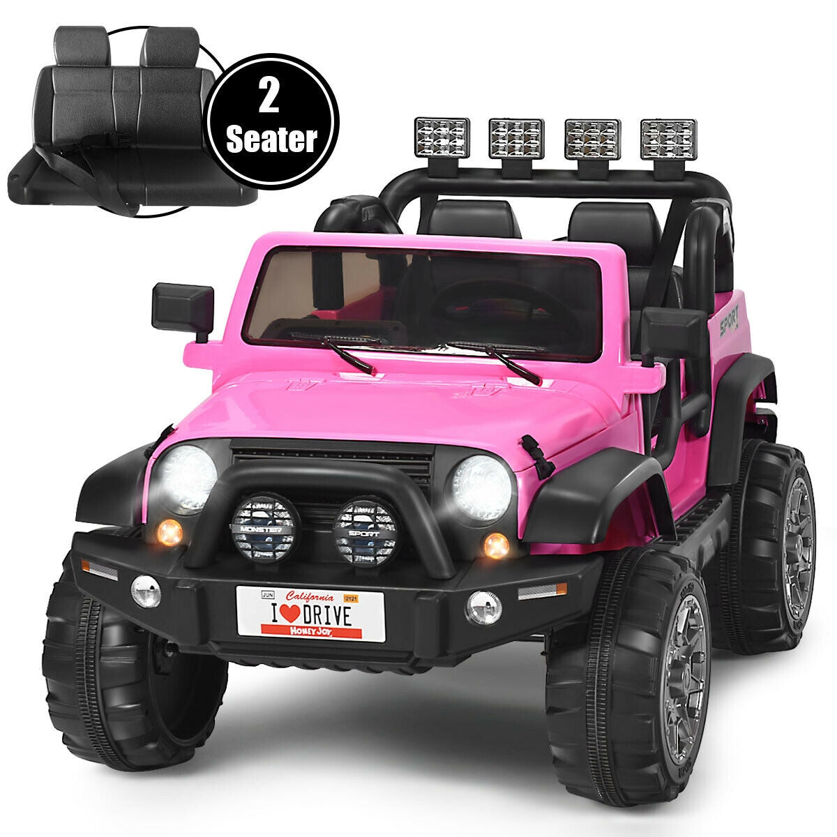 12V 2-Seater Ride on Car Truck with Remote Control and Storage Room-White
