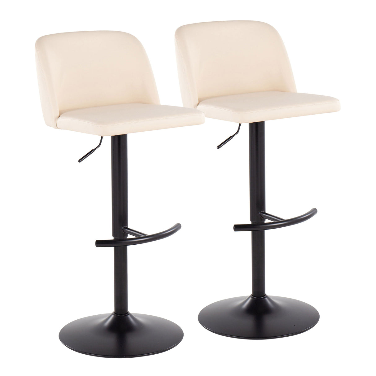 Toriano - Contemporary Adjustable Bar Stool With Rounded T Footrest (Set of 2) by Couch.com