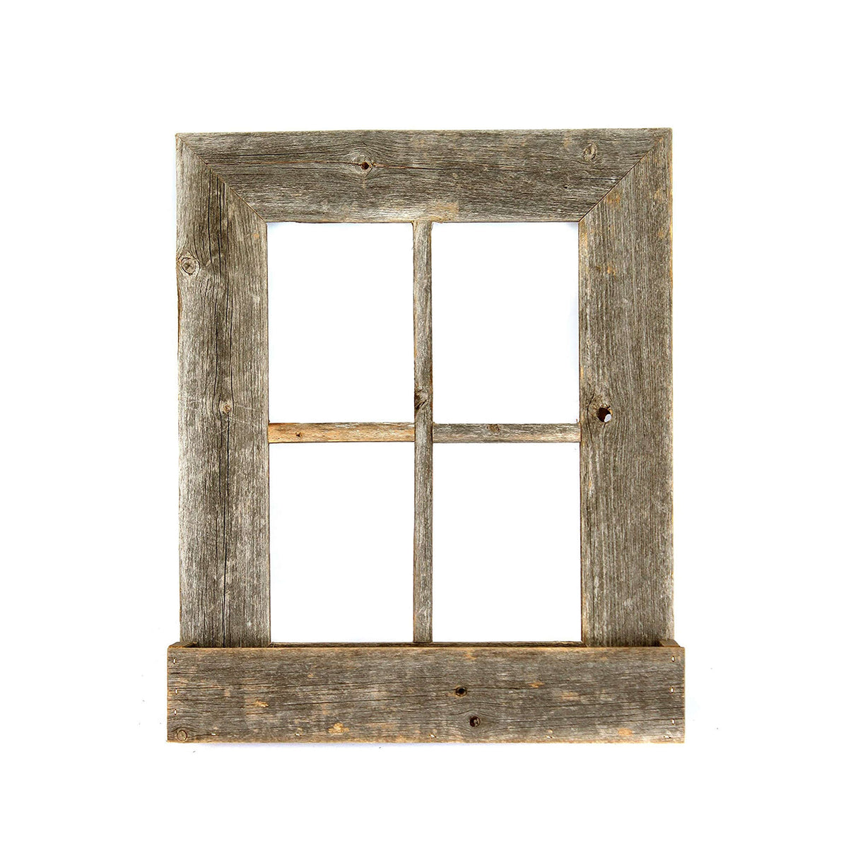 25" X 22" Gray Weathered Wood Window Frame With Planter
