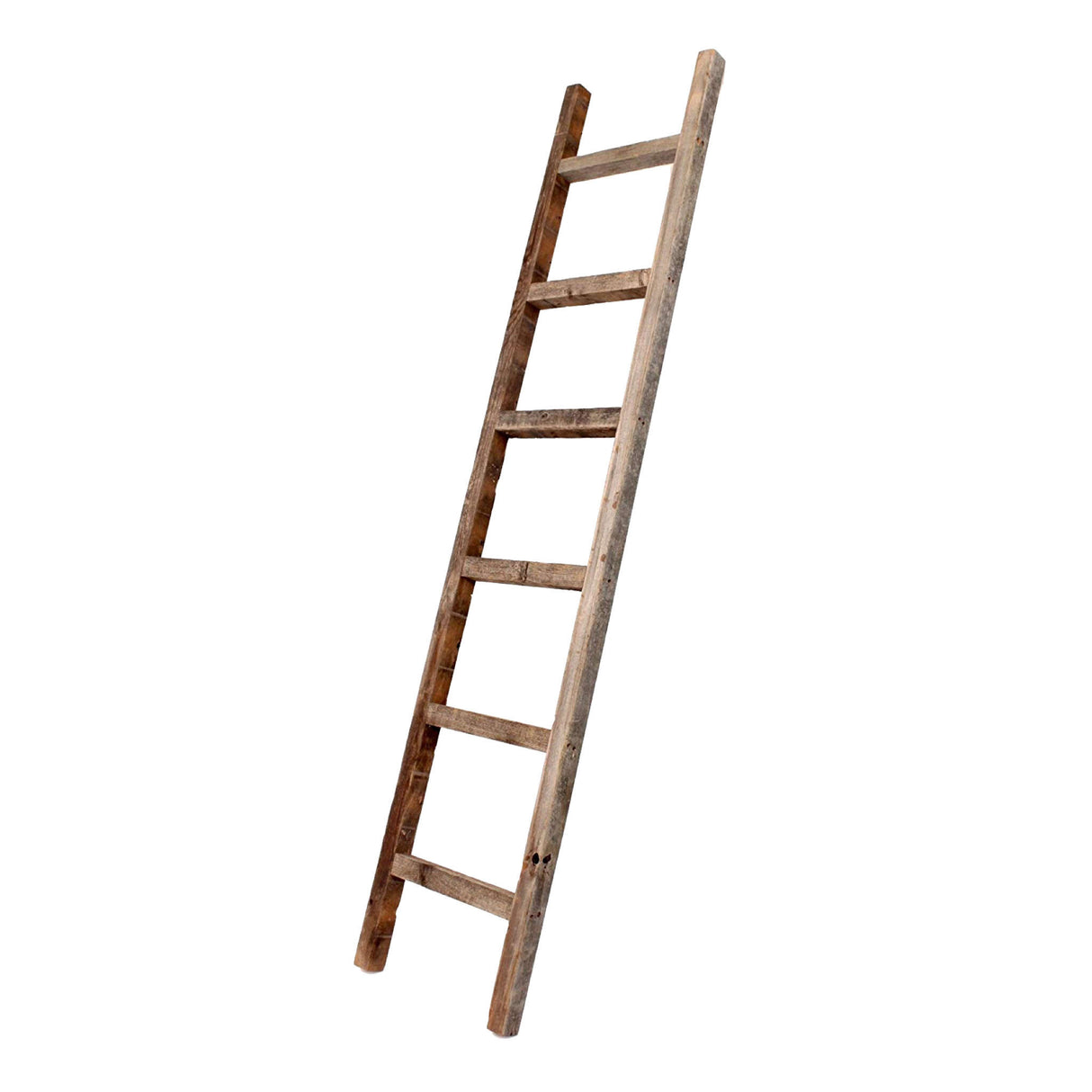 72" Gray Distressed Solid Wood Four Step Ladder Shelf