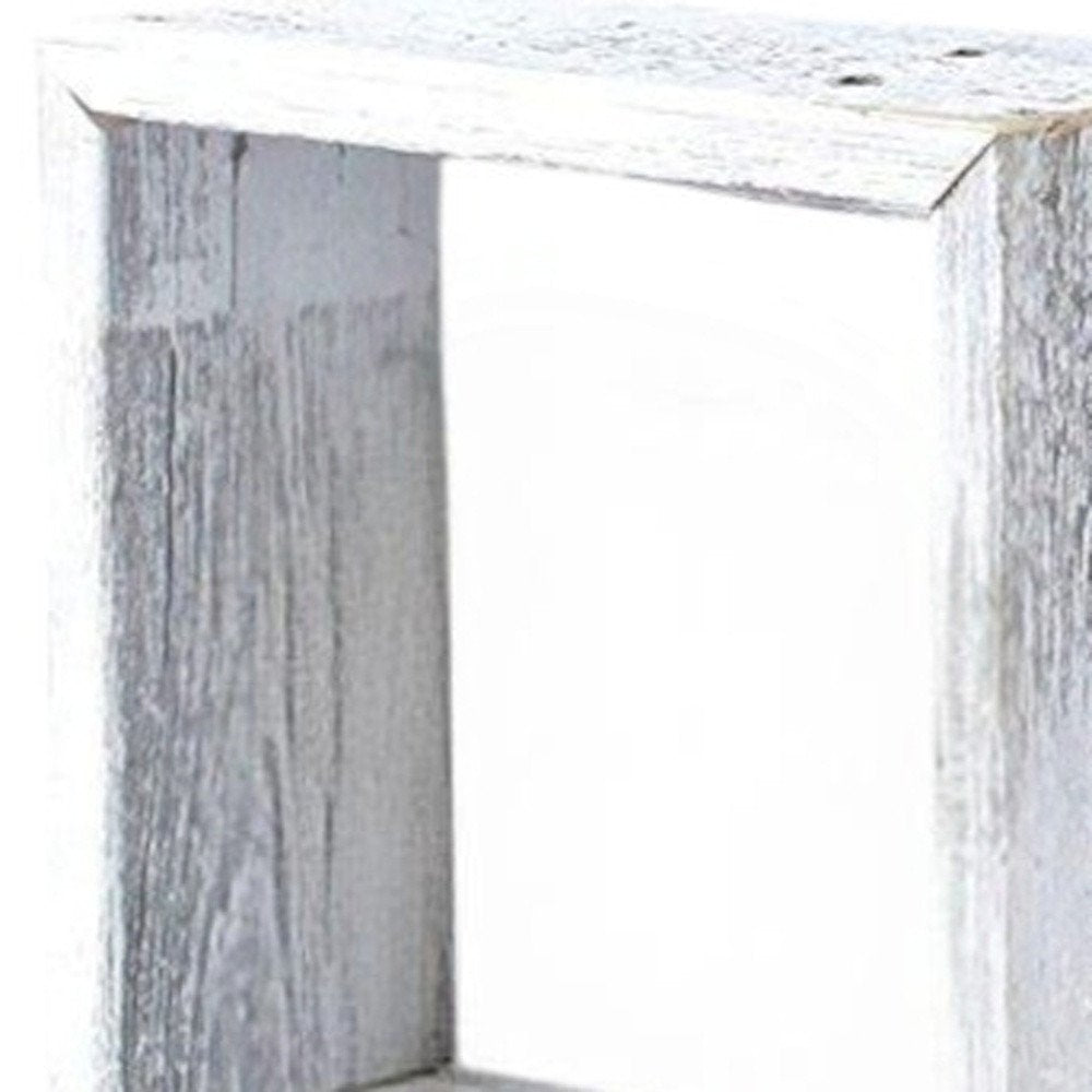 Set Of 3 Square Rustic White Wash Wood Open Box Shelve