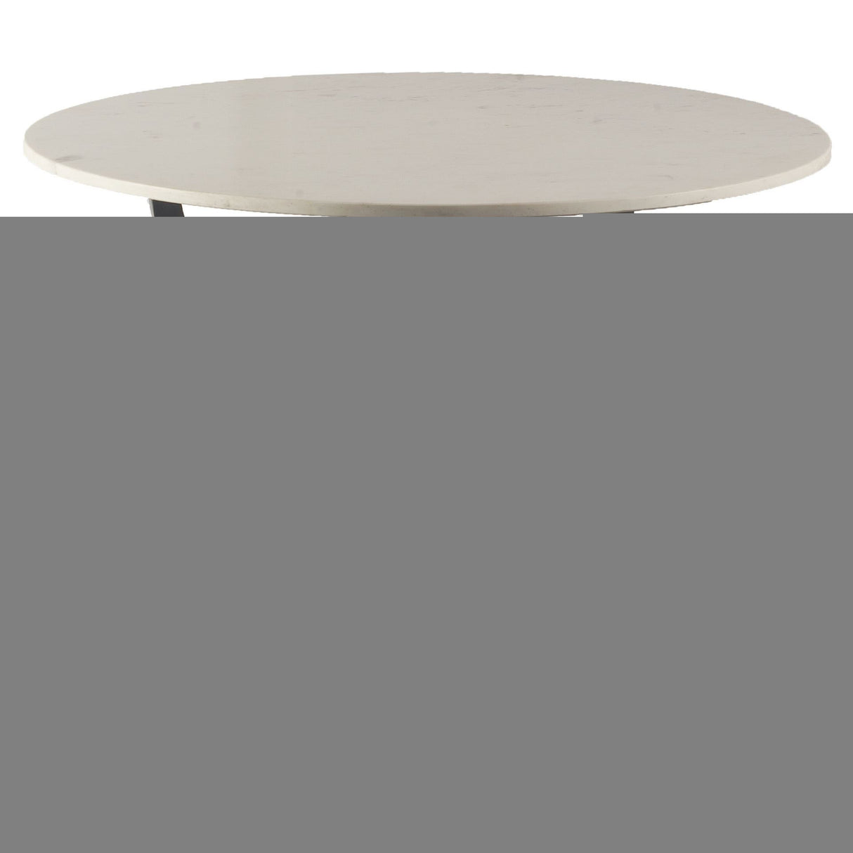 40" Off White And Black Rounded Marble And Metal Three Leg Base Dining Table