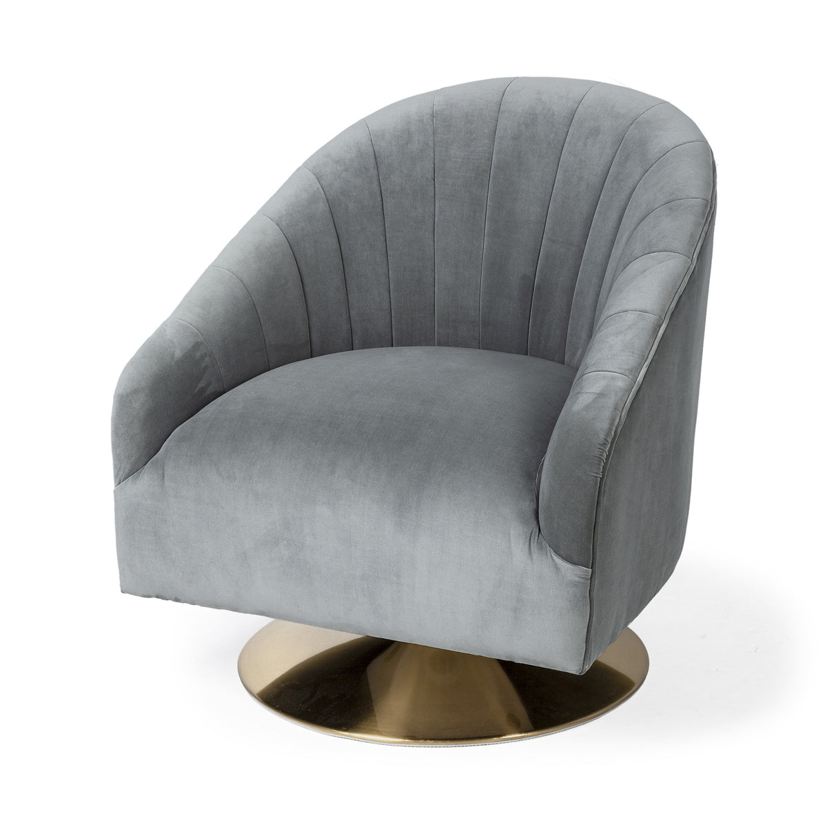 29" Gray and Copper Velvet Lounge Chair