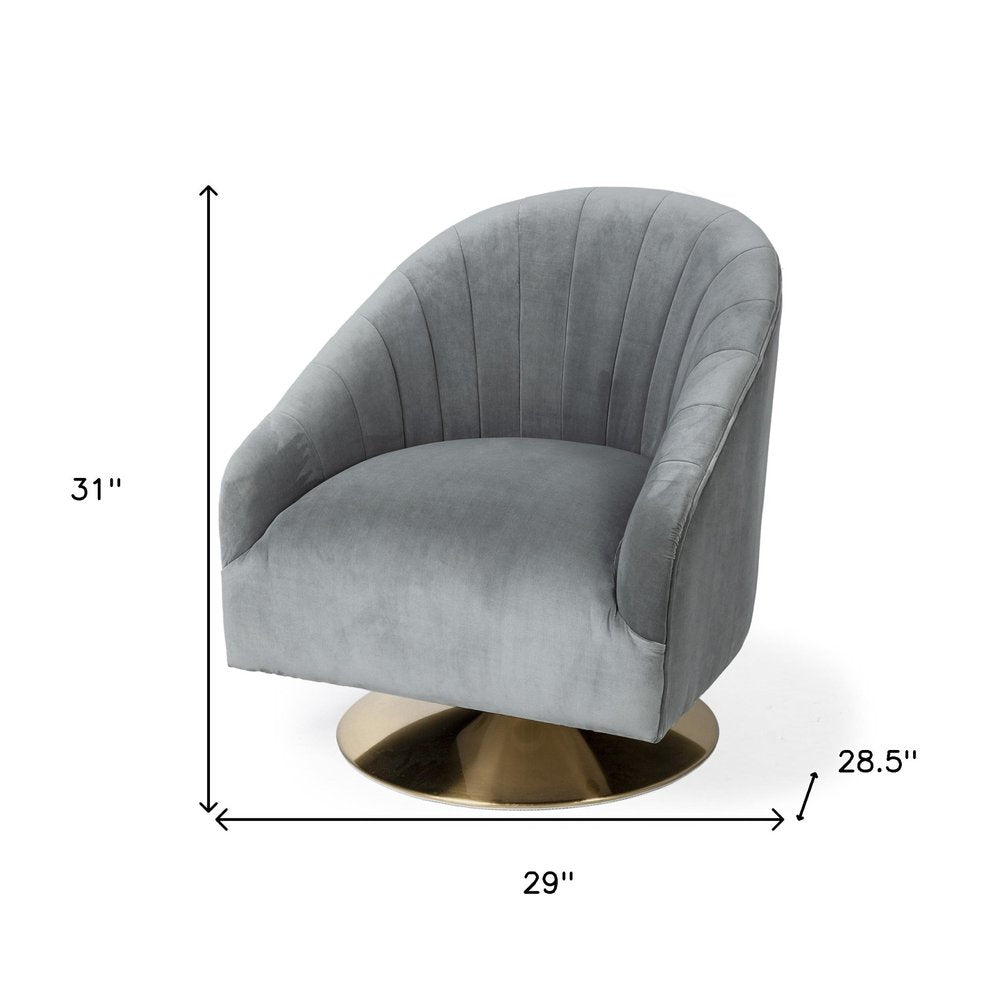 29" Gray and Copper Velvet Lounge Chair