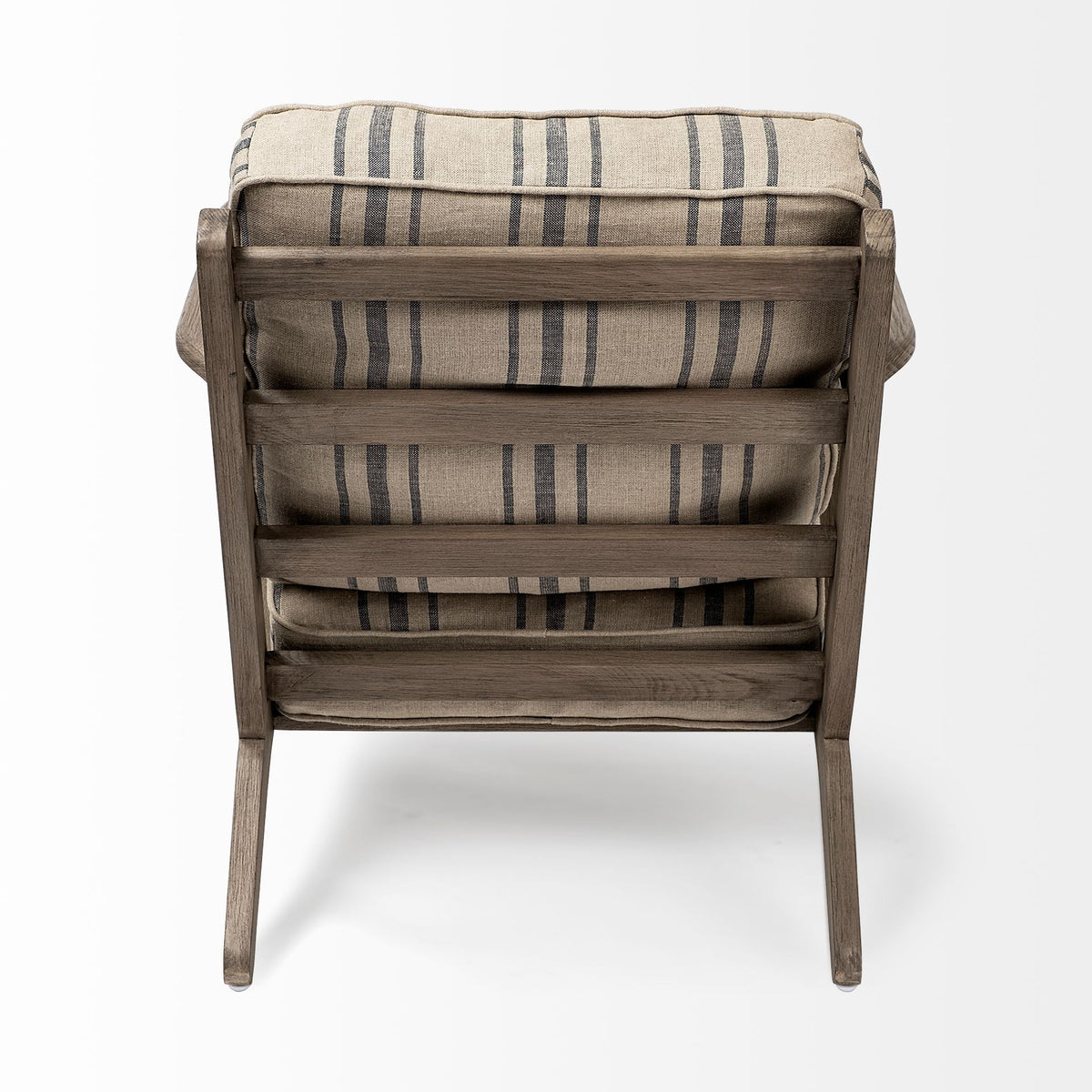 31" Beige Gray and Brown Fabric Striped Lounge Chair
