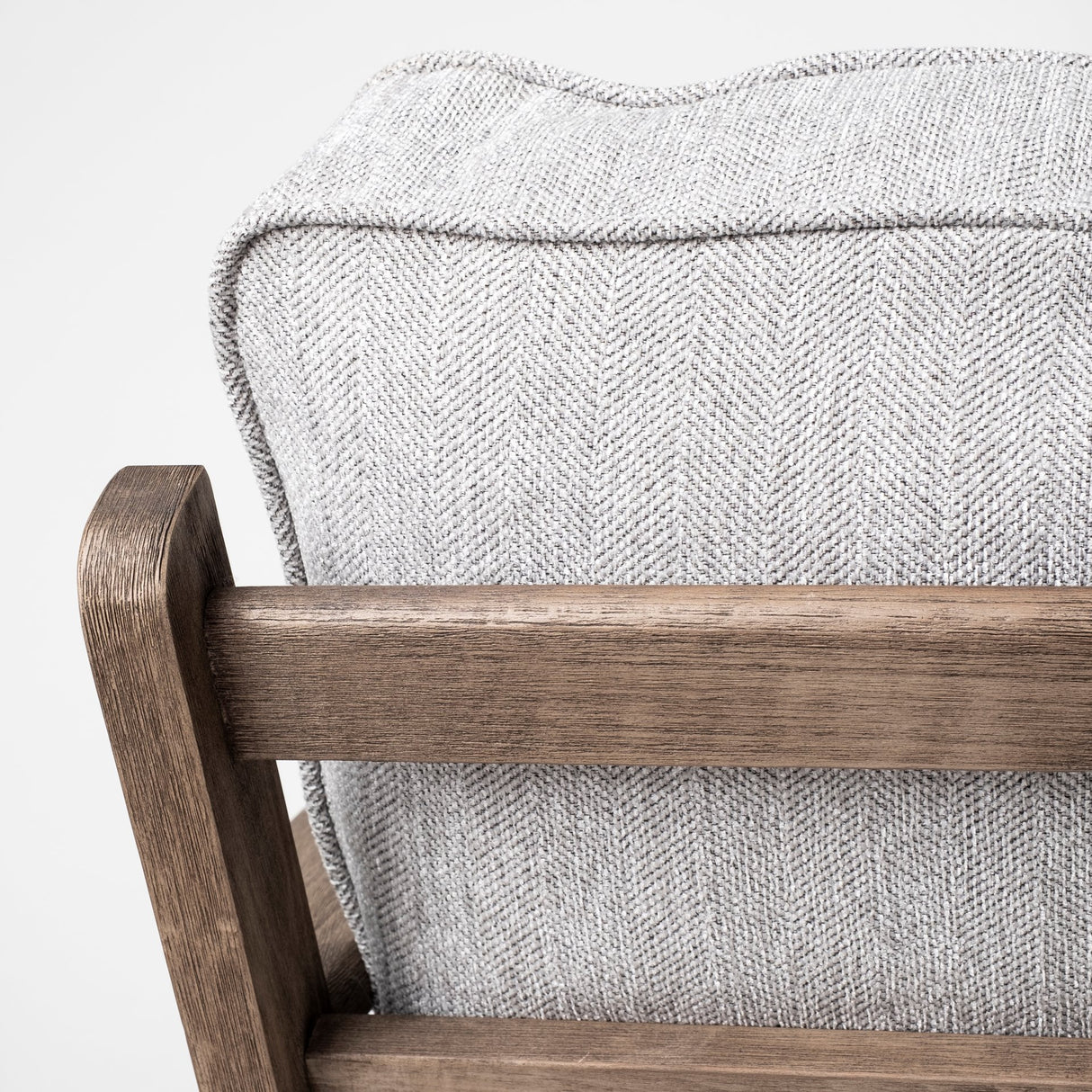 31" Light Gray and Brown Fabric Lounge Chair