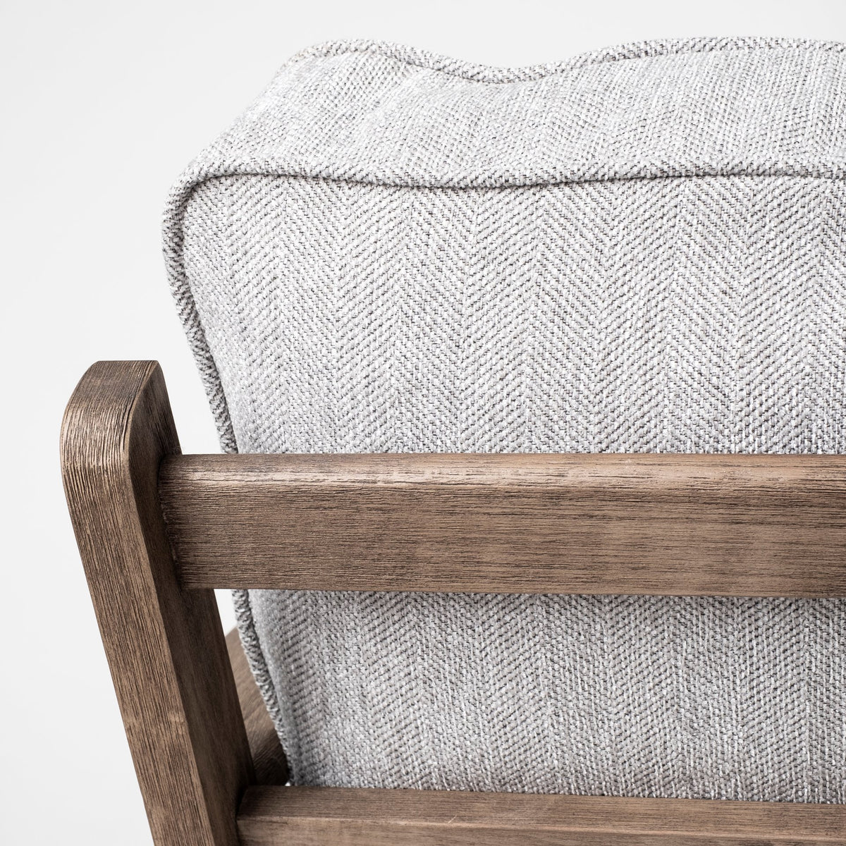31" Light Gray and Brown Fabric Lounge Chair