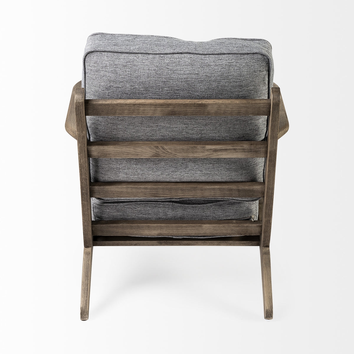 31" Gray and Brown Fabric Cushions And Wood Lounge Chair