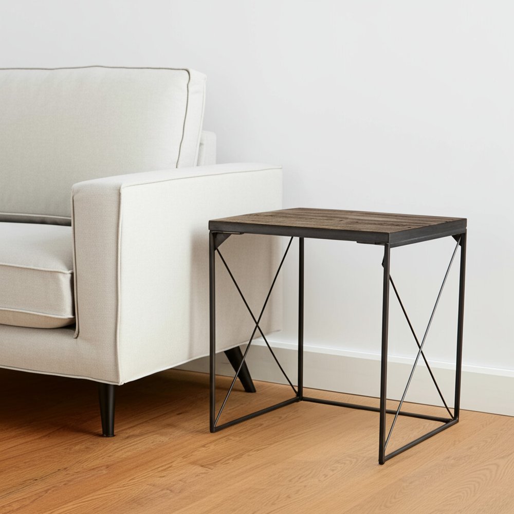 23" Brown Solid Wood Square End Table