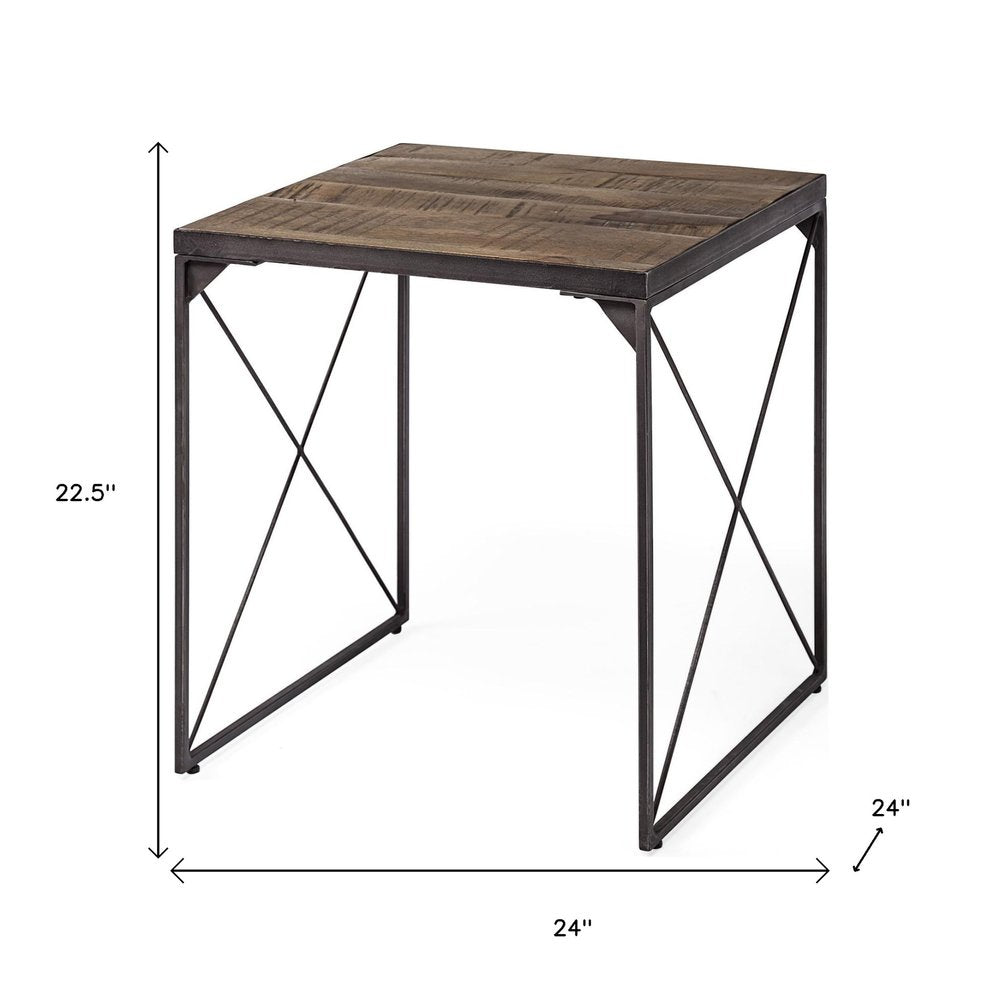 23" Brown Solid Wood Square End Table
