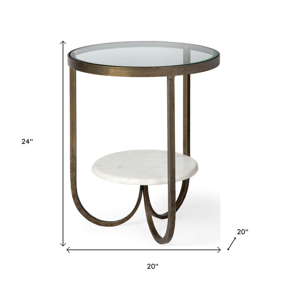 24" White Glass Round End Table