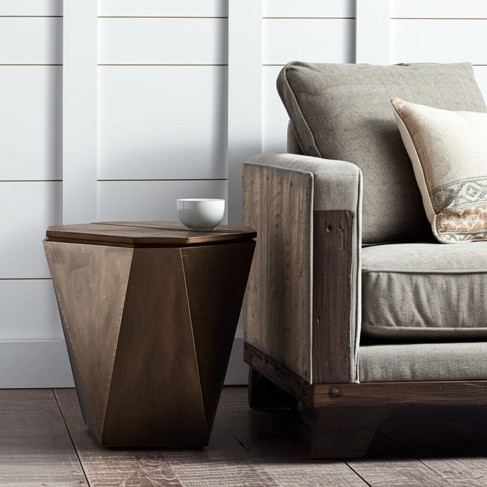 21" Brown Solid Wood End Table