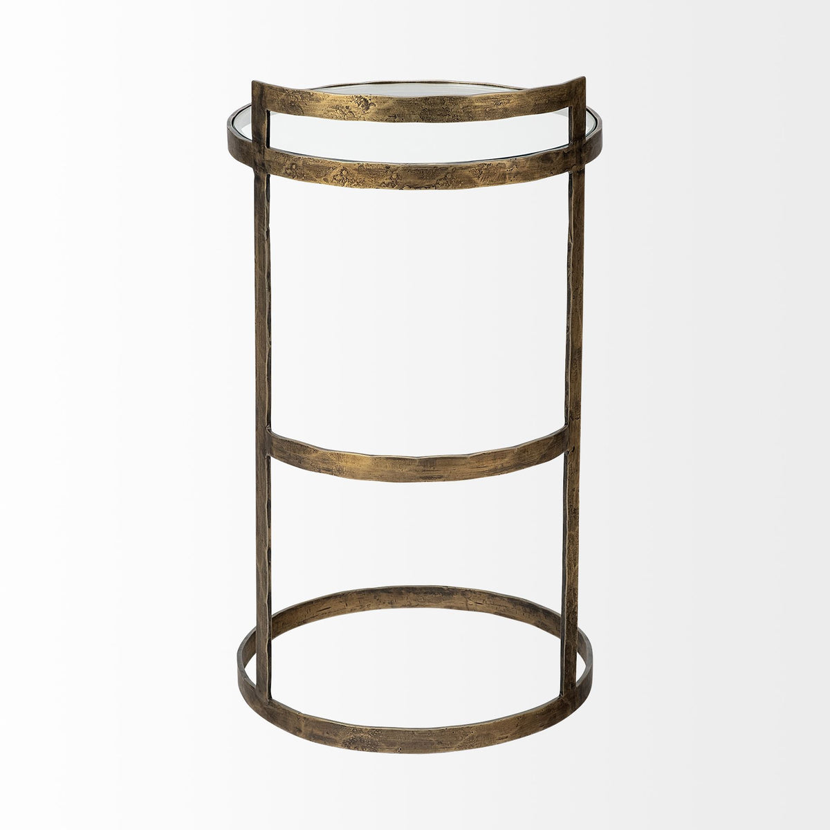 27" Gold And Clear Glass Round End Table