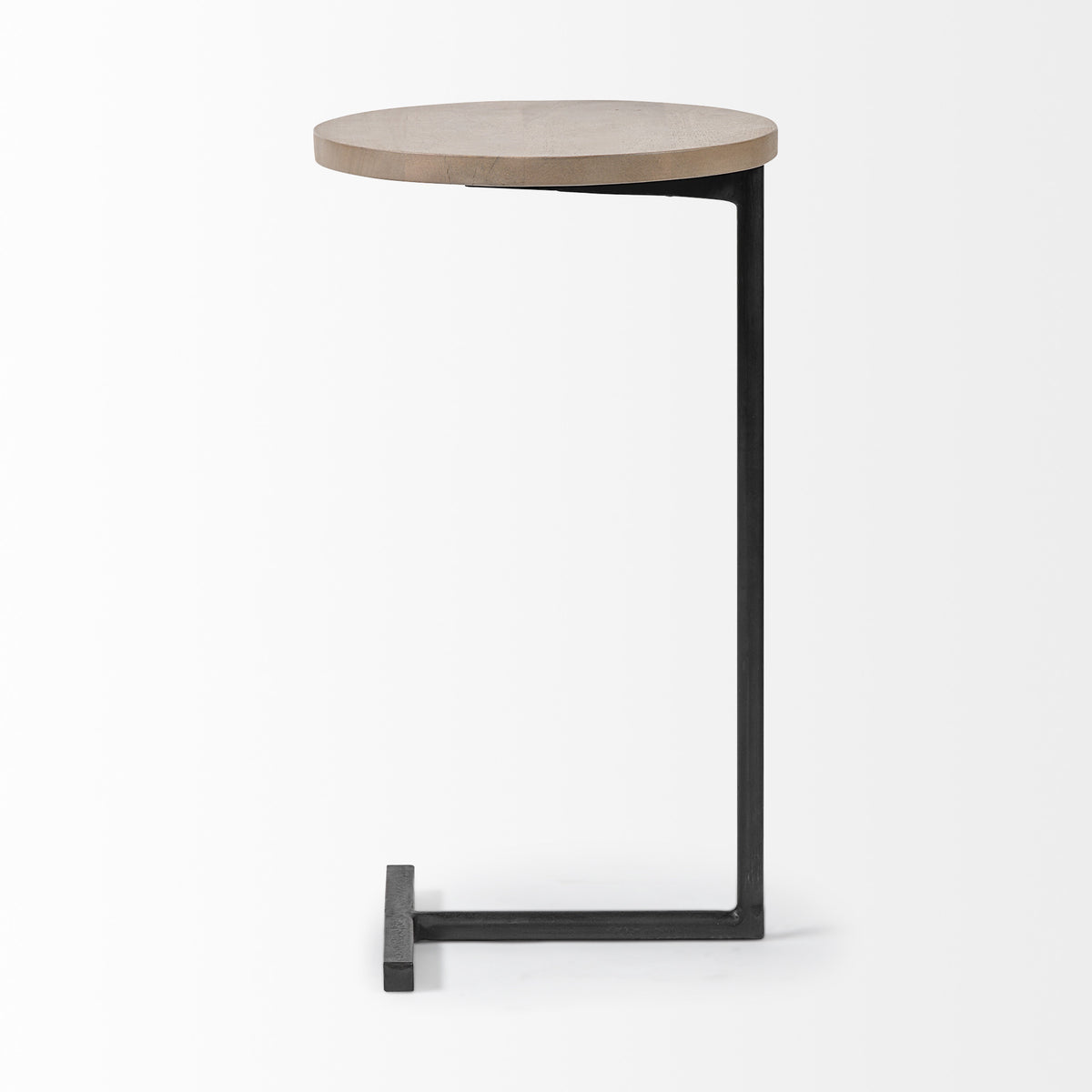 15" Natural and Black Solid Wood and Metal