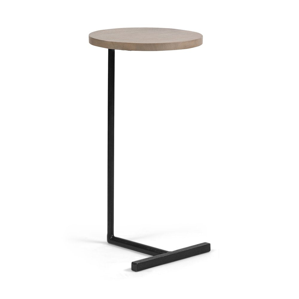 15" Natural and Black Solid Wood and Metal