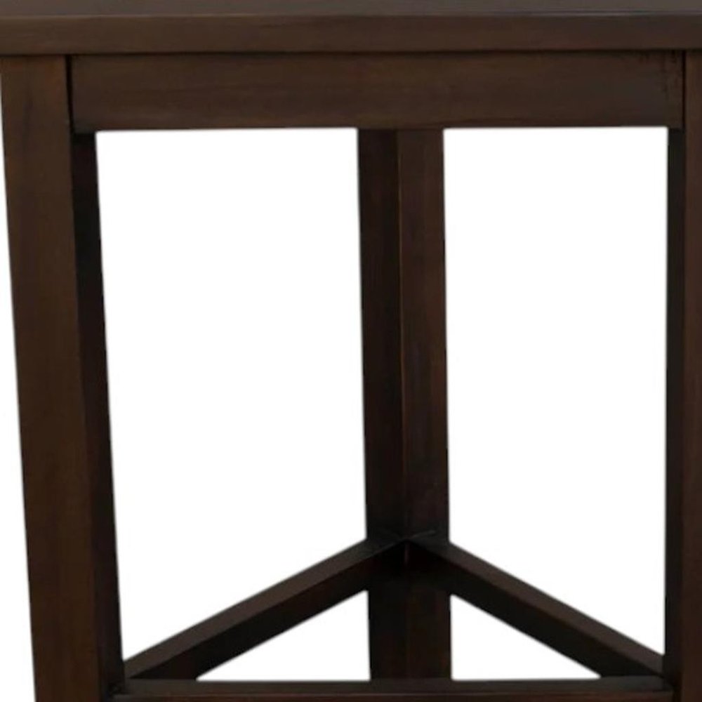 17" Dark Brown Teak Corner Shower Bench