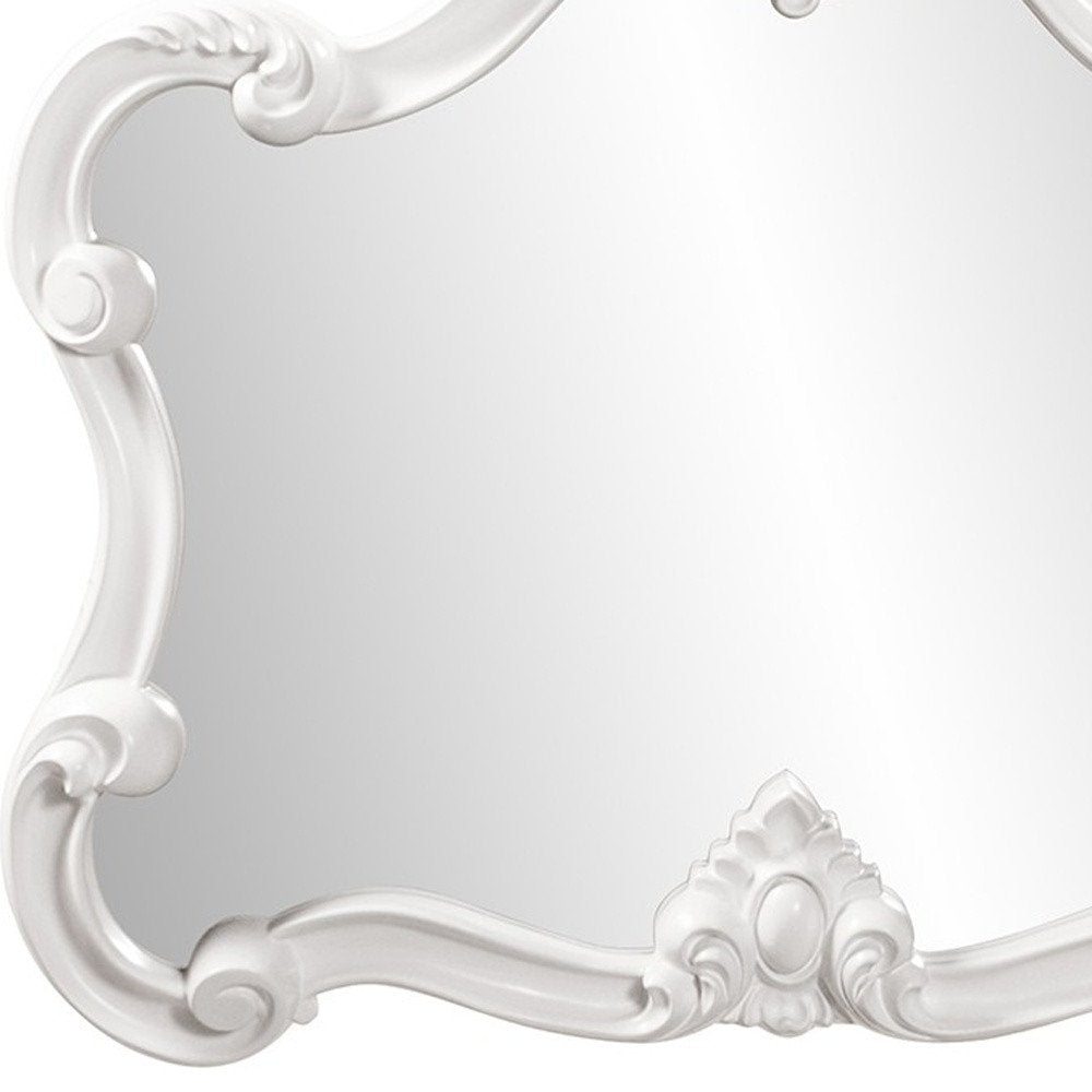 28" White Baroque Framed Accent Mirror