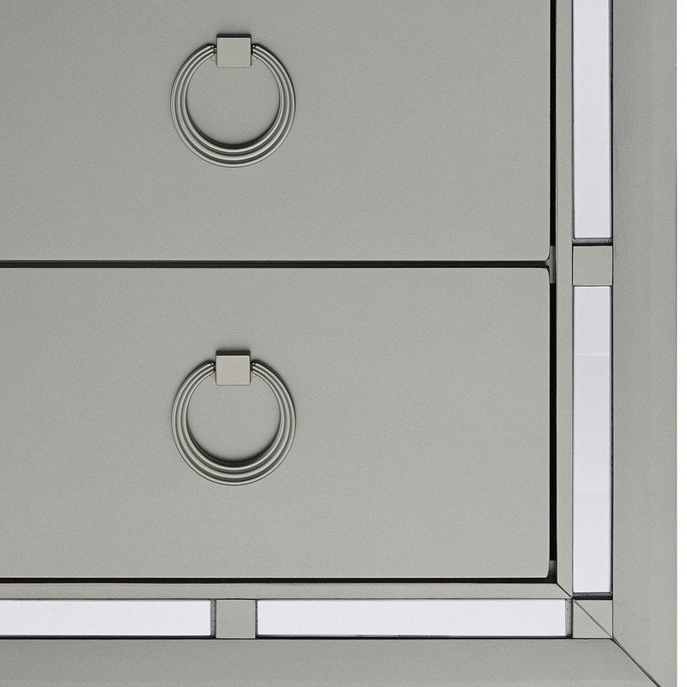 28" Solid and Manufactured Wood And Mirrored Glass Nightstand