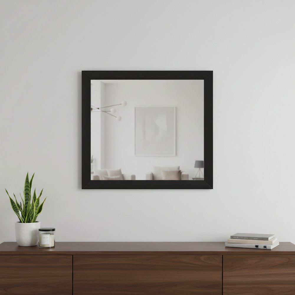 35" Black Wood Framed Accent Mirror