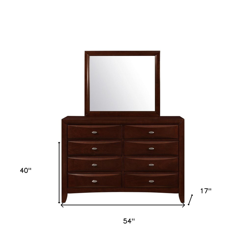 54" Brown Solid Wood Eight Drawer Double Dresser