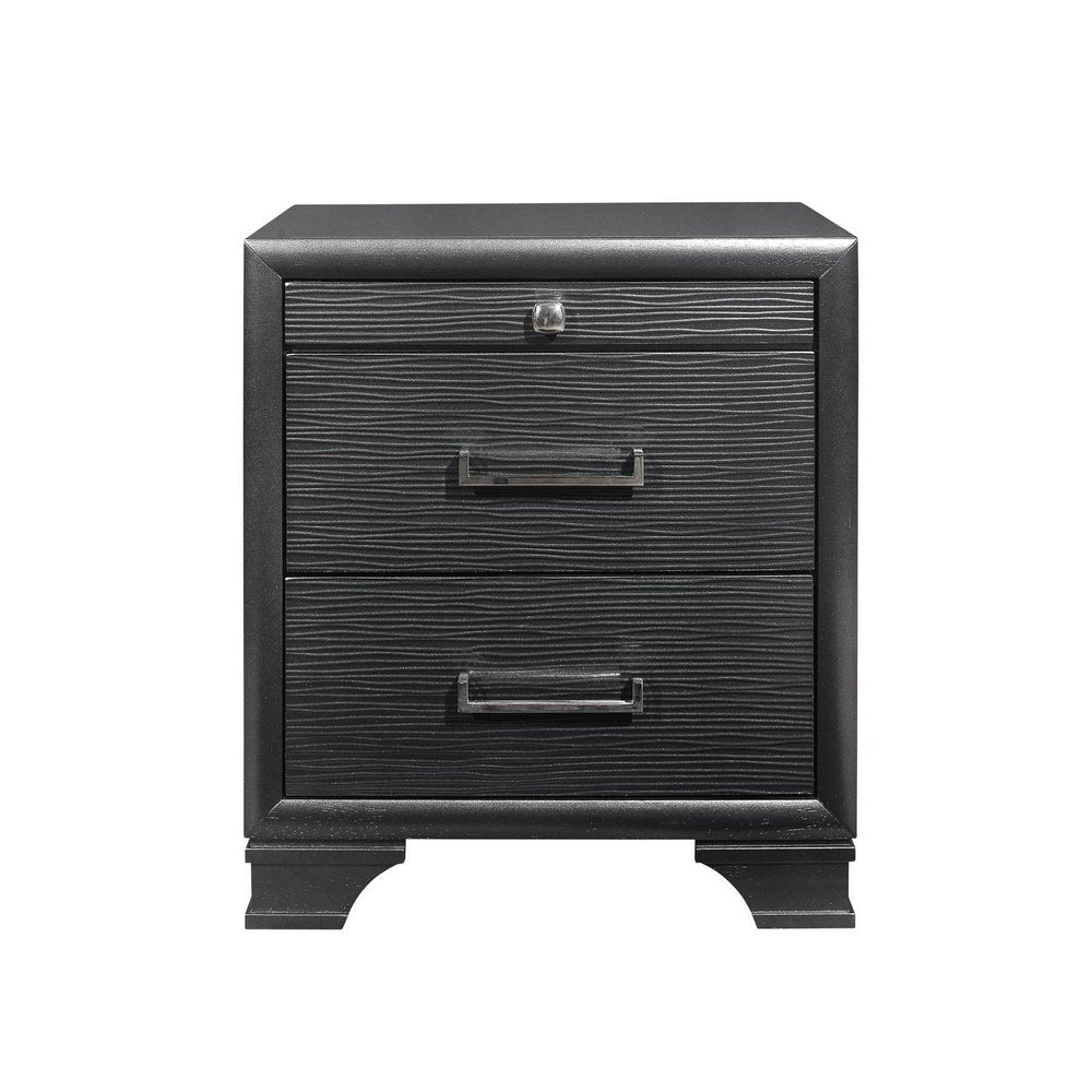 27" Gray Wood Two Drawer Nightstand