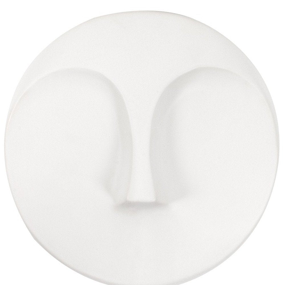 10" White Ceramic Face Round Wall Decor
