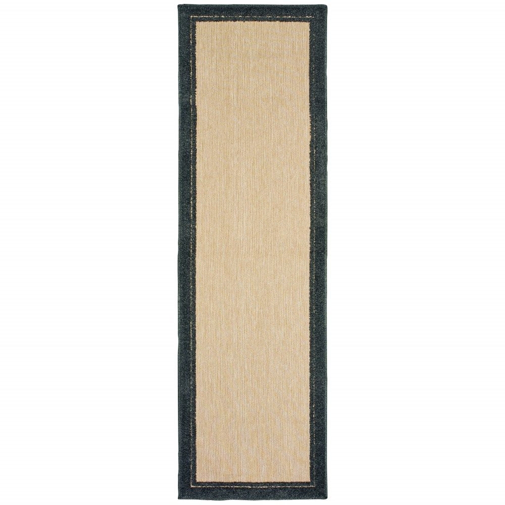 7' X 10' Beige And Black Indoor Outdoor Area Rug