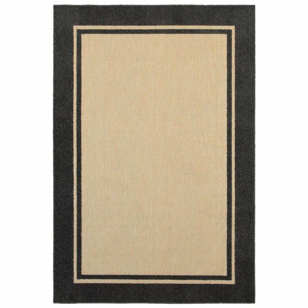 8' Beige And Black Indoor Outdoor Area Rug