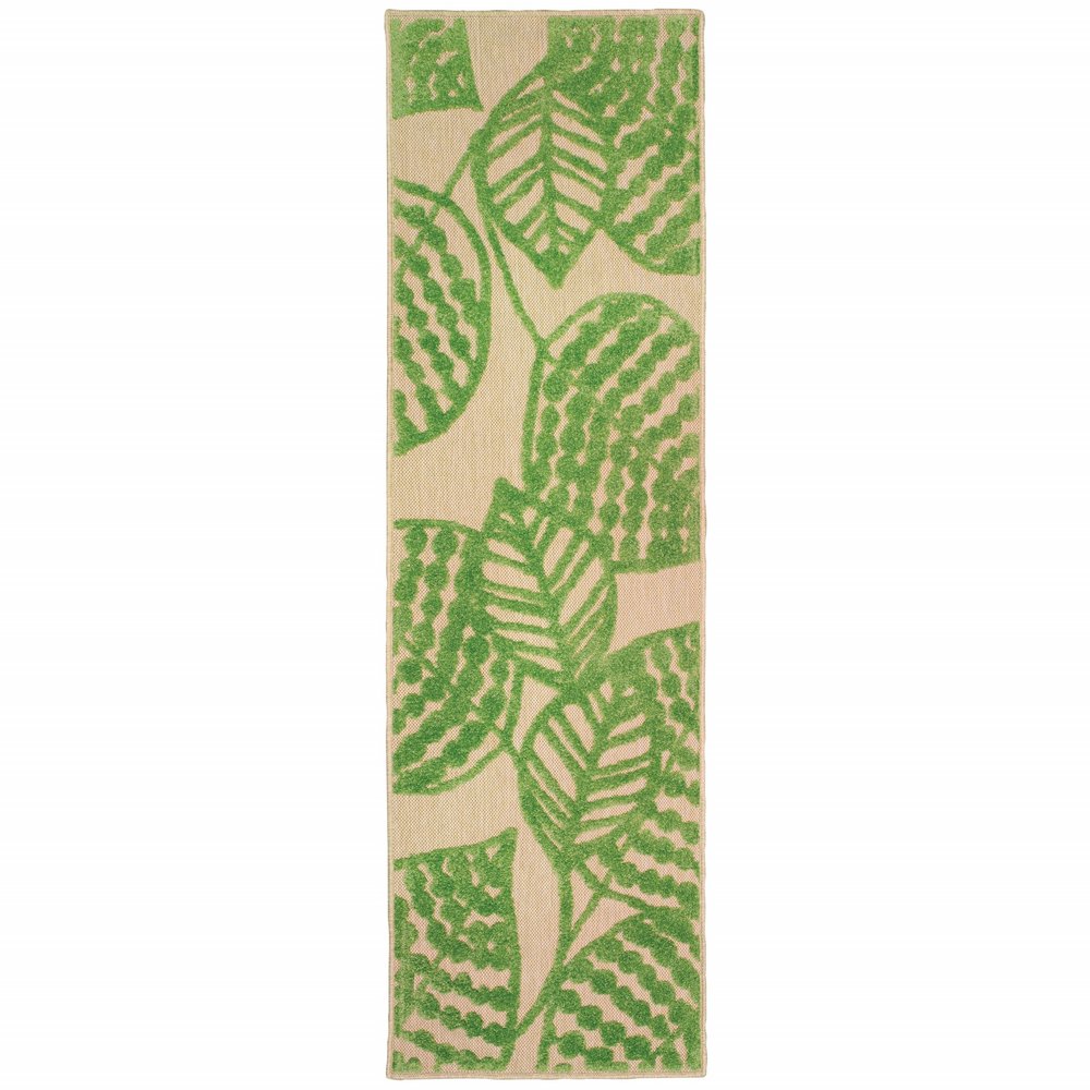 8' Green Floral Indoor Outdoor Area Rug