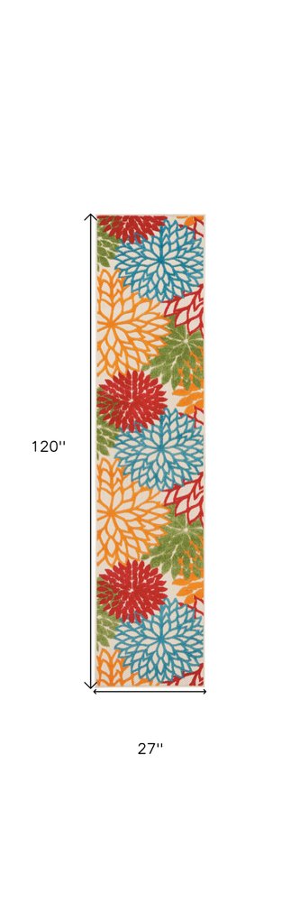 10' Green And Ivory Indoor Outdoor Area Rug