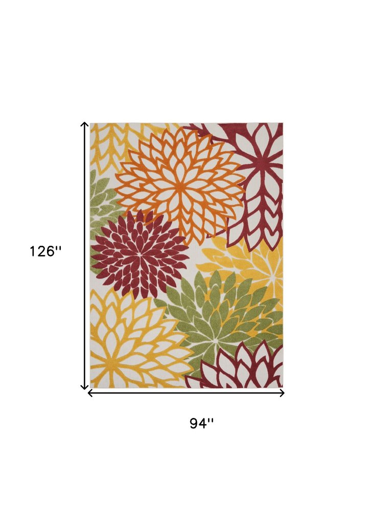 8' X 11' Green And Ivory Handmade Indoor Outdoor Area Rug