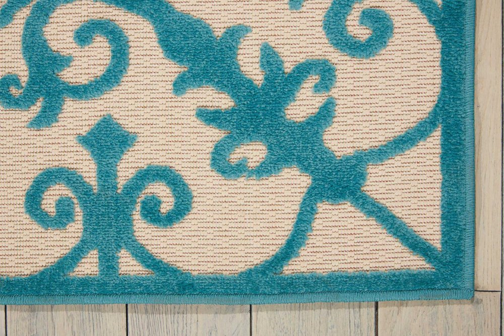8' X 11' Orange And Ivory Damask Indoor Outdoor Area Rug