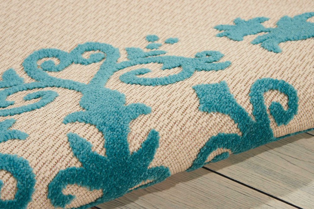 8' X 11' Orange And Ivory Damask Indoor Outdoor Area Rug