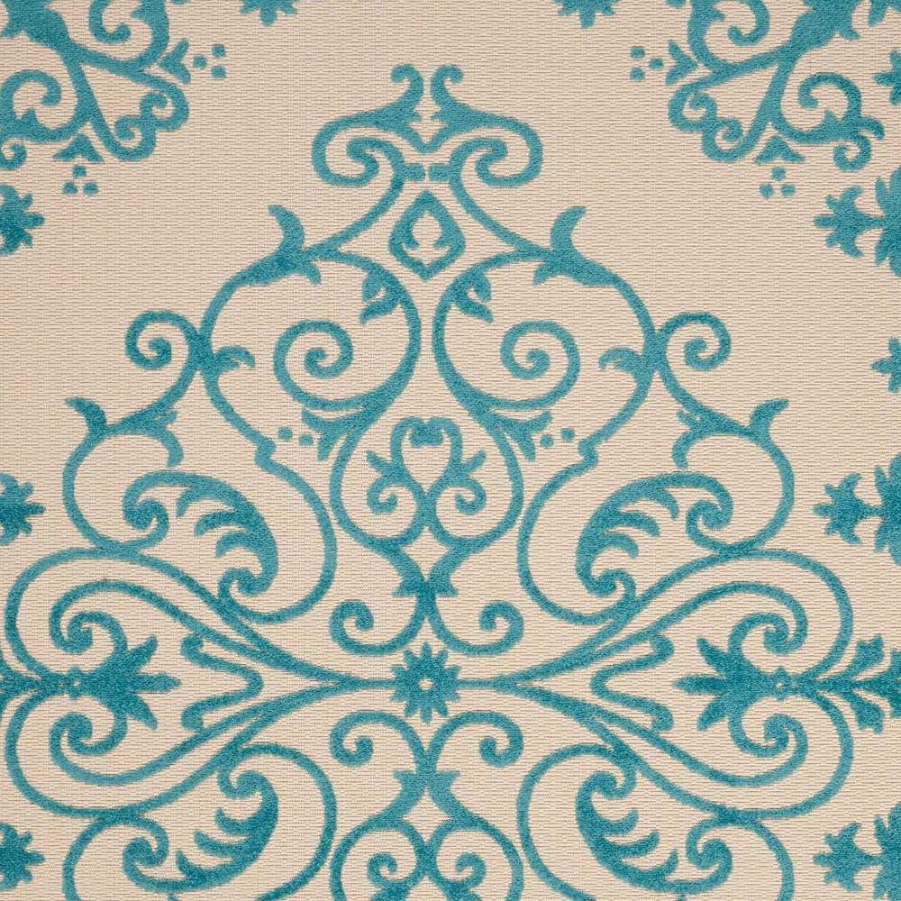 8' X 11' Orange And Ivory Damask Indoor Outdoor Area Rug